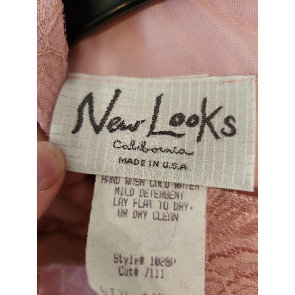 Vintage New Looks California Trendy Pink Lace Tonal Shift Dress Size 14P Floral - Picture 4 of 16